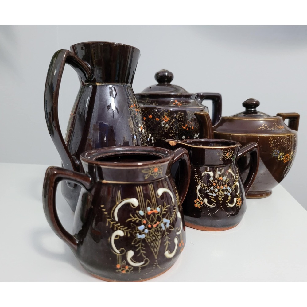 Moriage, Redware, Hand‎ painted, Design, Teapot Set
